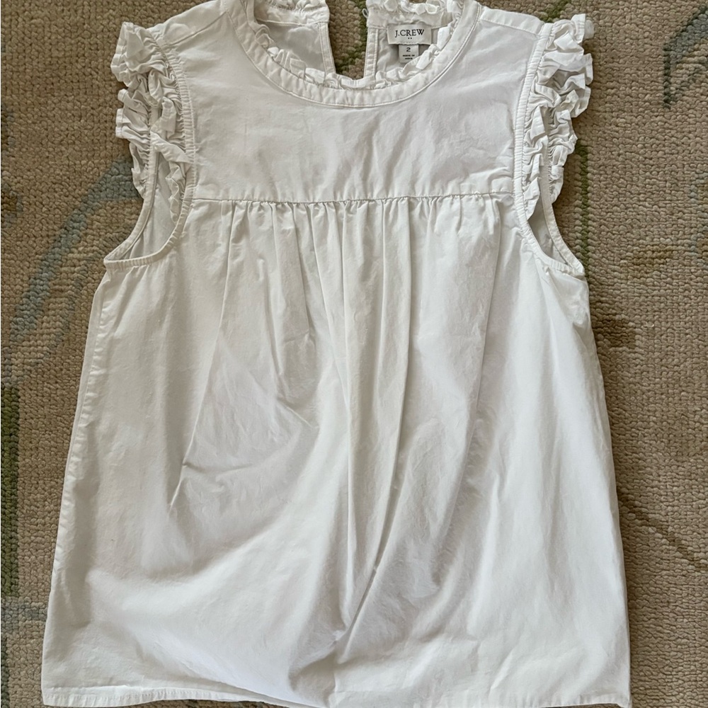 J.Crew Ruffle Neck Cotton Sleeveless Blouse